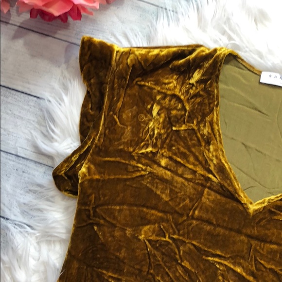 Sandro Paris Alberta Velvet Ocre Gold Blouse - Picture 5 of 12